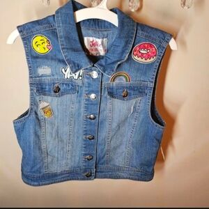 Justice Denim Vest with Fun Patches